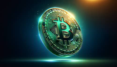 Shiny Green Bitcoin Coin - Detailed View & Design | Website