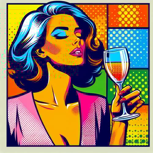 Vibrant Pop Art Woman Holding Vodka Glass