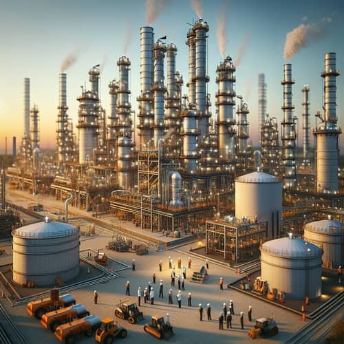 Industrial Landscape with Oil Refinery Project in Progress