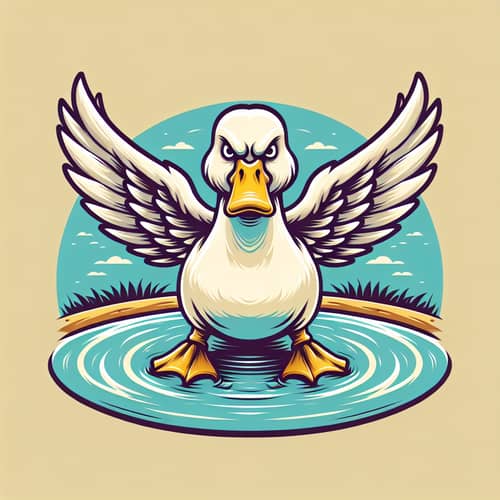 Angry Duck Illustration | Serene Pond Scene