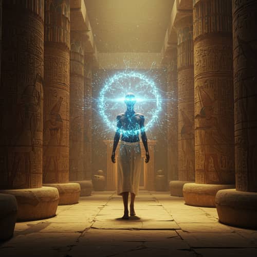 Mysterious Egyptian Djedi in Ancient Temple