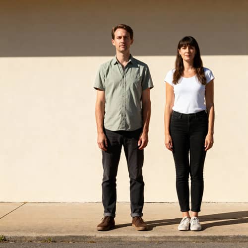 Height Comparison: Man at 5'7" vs Woman at 5'11" Height Comparison: Man at 5'7" vs Woman at 5'11"