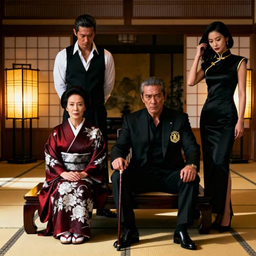 Japanese Old Money Mafia Family Portrait