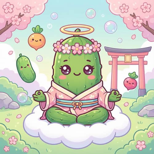 Kawaii Meditating Pickle: Peace in a Jar Kawaii Meditating Pickle: Peace in a Jar