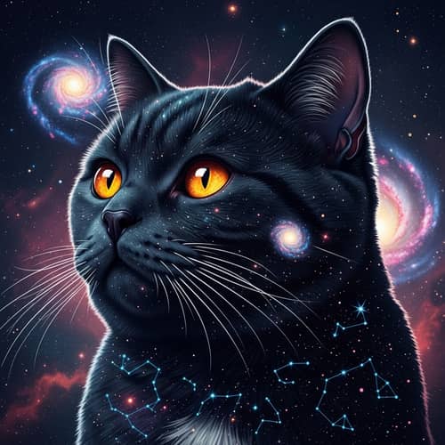 Cosmic British Cat with Orange Eyes