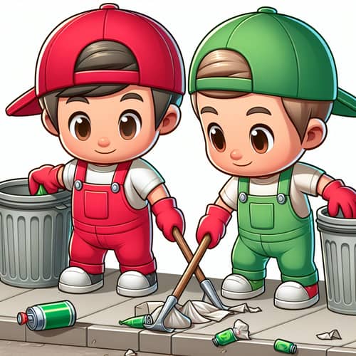 Animated Cartoon Brothers Sanitation Workers - Keeping City Clean