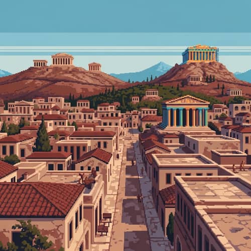 Retro Pixel Art of 5th Century BC Athens