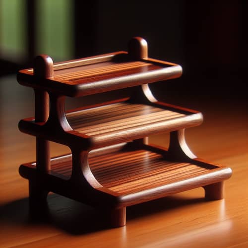 Polished Mahogany Wooden Display Stand - Handcrafted Design