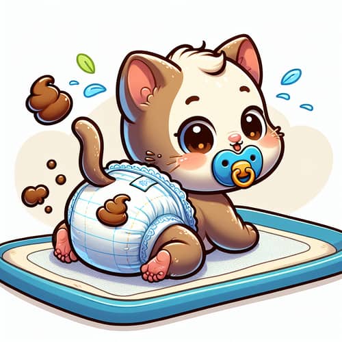Adorable Newborn Kitten in Diapers | Funny Cartoon Image