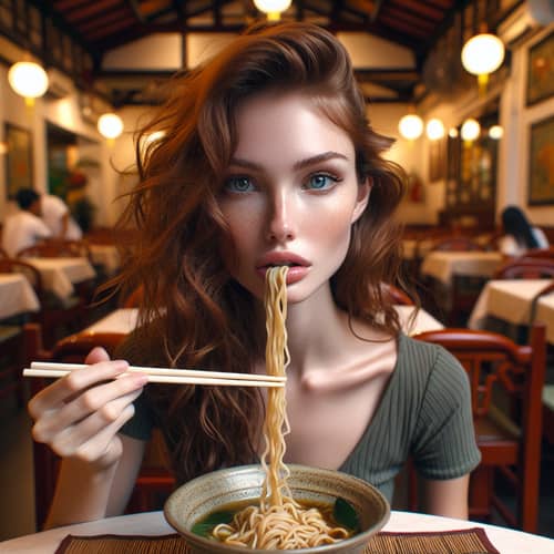 Scarlett Johansson Enjoys Noodles in Singapore