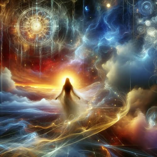 Ethereal Journey Through the Spiritual Realm: Asian Woman