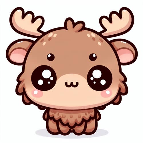Cute Kawaii Moose with Large Innocent Eyes