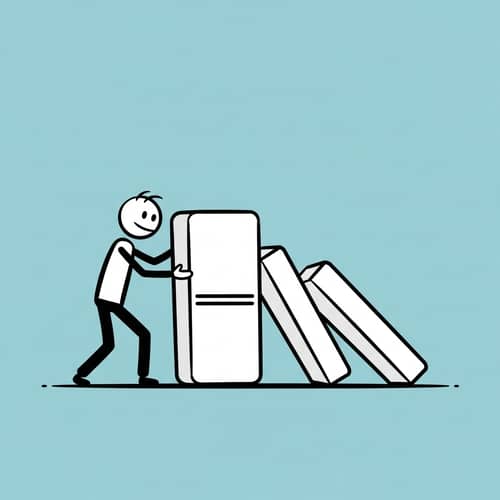 Stick Figure Lifting Domino - Simple Drawing