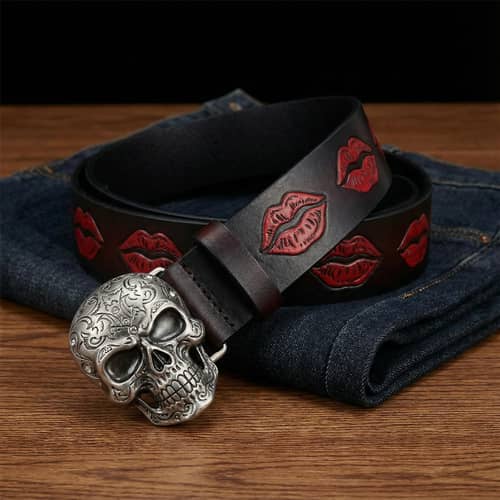Stylish Lip Design Belt with Skull Buckle Stylish Lip Design Belt with Skull Buckle