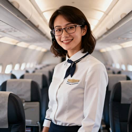 Flight Attendant Ready to Assist Passengers Flight Attendant Ready to Assist Passengers