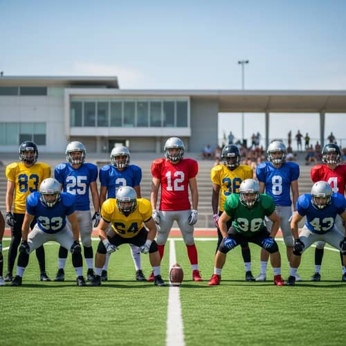 Diverse Football Team on Modern Field Setup