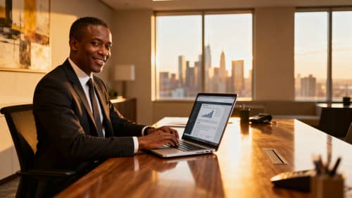 Confident South African Entrepreneur in Modern Office Confident South African Entrepreneur in Modern Office