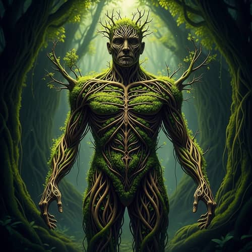 Hollow Man Art: Tree Branches and Vines Growth