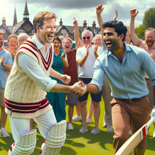 Friendly Cricket Game: South Asian and Caucasian Politicians in Action