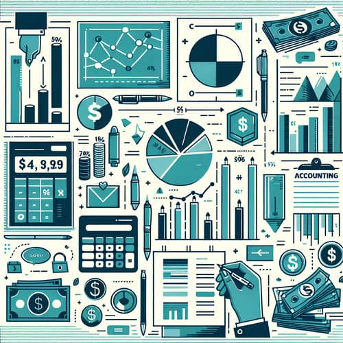 Accounting Themed Poster with Balance Sheets and Charts