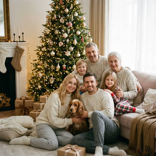 Cozy Family Christmas Photo Ideas