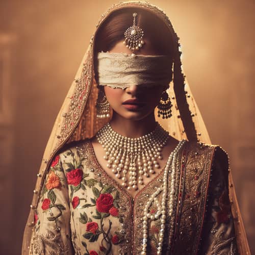 Pakistani Bridal Scene with Suspenseful Blindfold | Cultural Beauty
