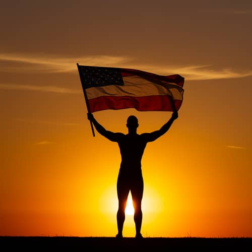 Silhouette of a Man Holding a Flag Silhouette of a Man Holding a Flag