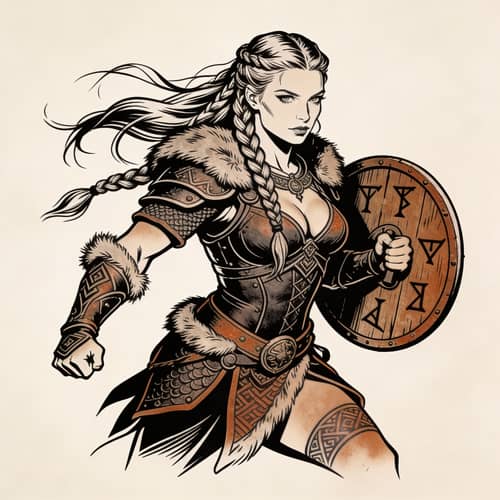 Nordic Valkyrie Forearm Tattoo Design