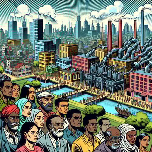 Neocolonialism Illustrated: Comic-style Scene of Economic Exploitation