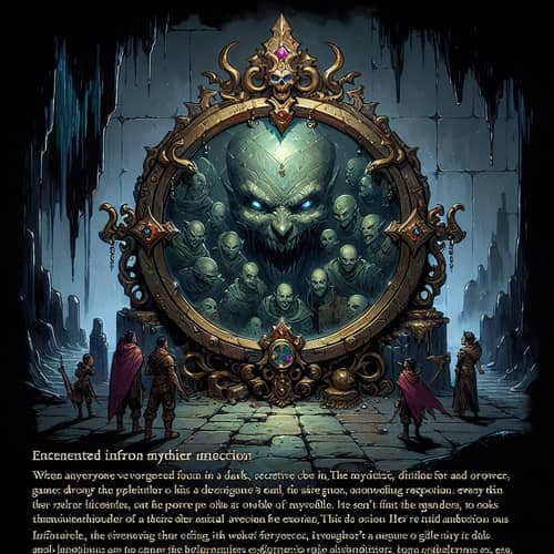 Sinister Reflections: Enchanted Mirror in Dark Cave for Fantasy RPG Adventure