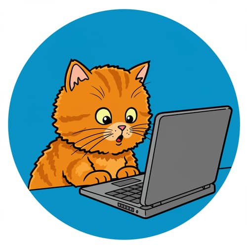 Surprised Kitten Cartoon Art | Vintage Vector Design