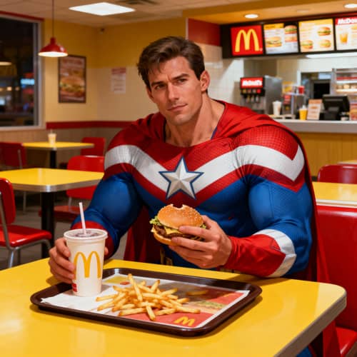 Homelander Enjoying a Meal at McDonald's