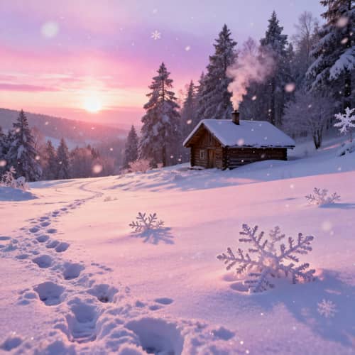 Serene Frosted Landscape with Snow-Filled Views
