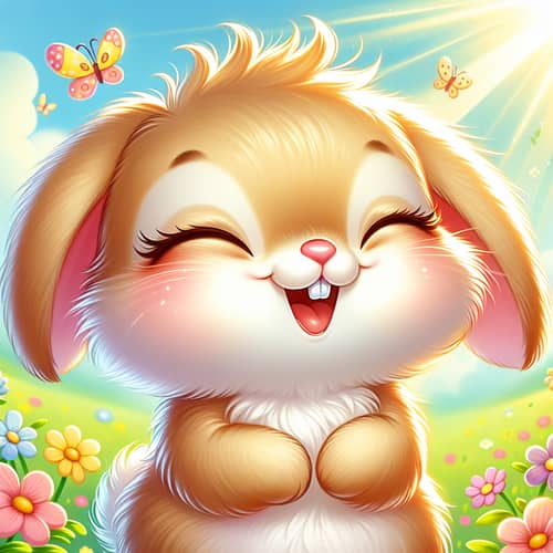 Joyful Bunny in Bright Meadow | Cute Bunny with Sparkling Eyes