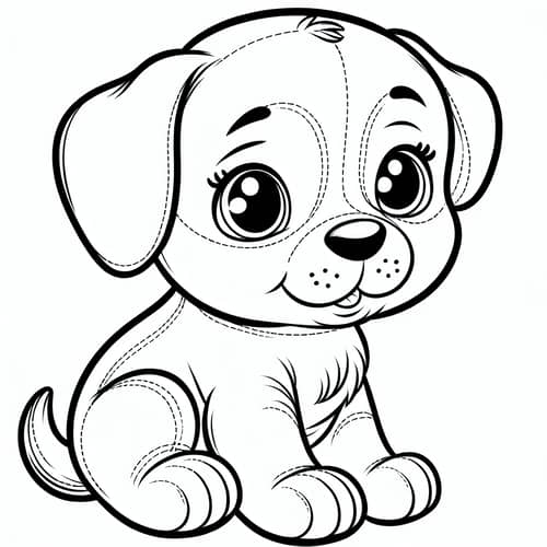 Cute Puppy Pencil Drawing for Kids Coloring Book