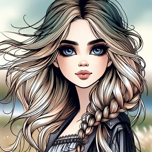Fantastic Girl with Blonde Hair and Blue Eyes | Stylish Illustration