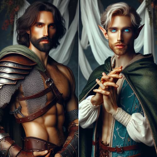 Fantasy Dungeons and Dragons Male Characters in Romantic Posture