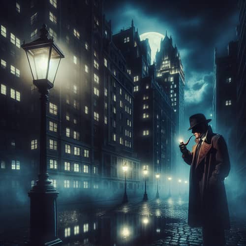 Noir Crime Scene: Mystery Under the Street Lamp