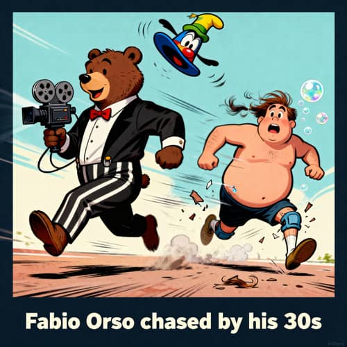Bear Actor Running from His 30s | Humorous Illustration Bear Actor Running from His 30s | Humorous Illustration
