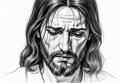 Sad Jesus Christ Pencil Sketch - Art Print