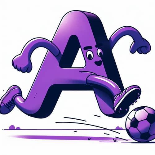 Violet Letter A Playing Football in Open Field