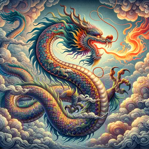 Serpentine Asian Dragon in Flight | Majestic Wings & Scales