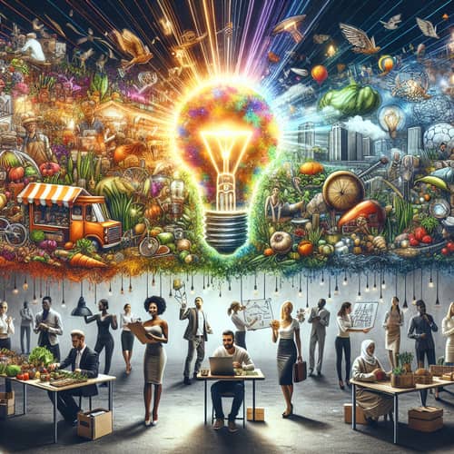 Colorful Entrepreneurship Market Scene: Innovators in Action