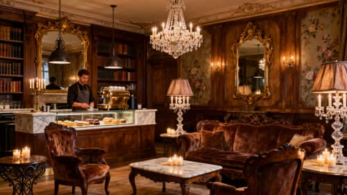 Beautiful Baroque Coffee Shop with Cozy Seating