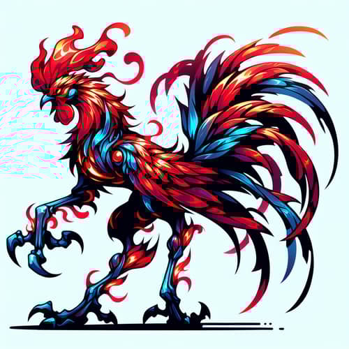 Fiery Psychic Rooster Creature for Fantasy Games