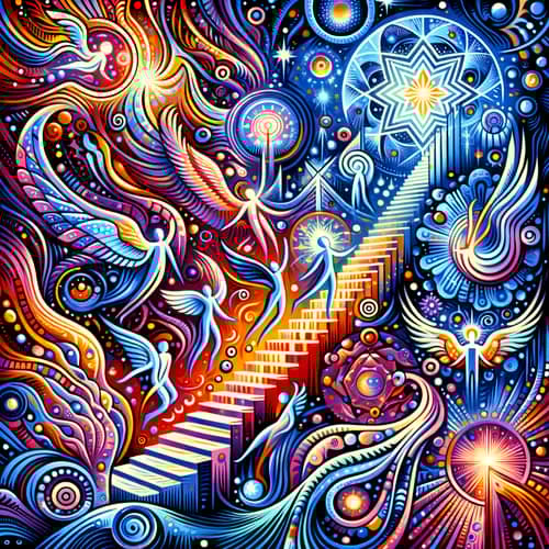Jacob's Ladder Abstract Vector Illustration | Ascending Angelic Entities