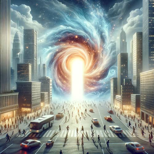 Heavenly Portal in Urban Cityscape | Digital Illustration