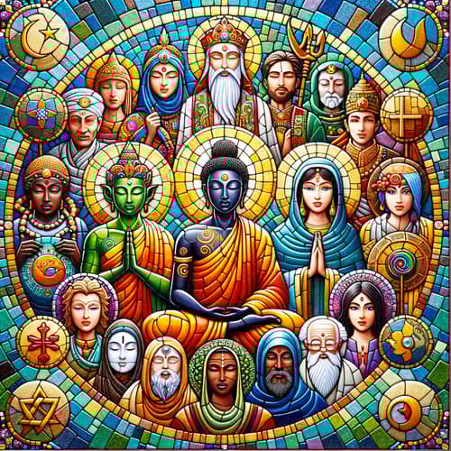 Universal Harmony: Religious Deities Mosaic Art