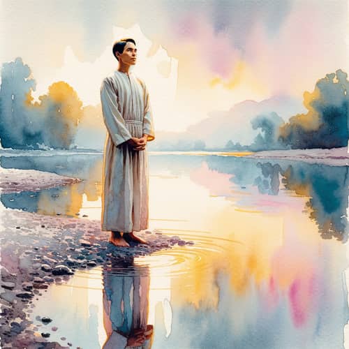 Diverse Reflection Scene in Watercolor | Tranquil River Painting