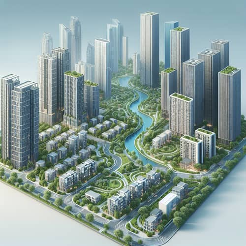 Towering Skyscrapers and Green Spaces | Urban-Residential Harmony